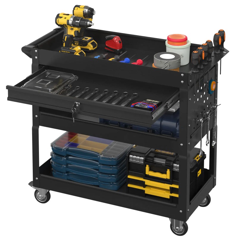 Workshop Garage Tools Manufacturer - 3단 이동식 공구 카트, 헤비 듀티
